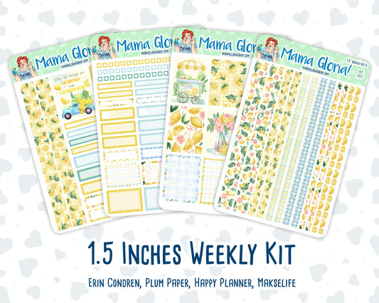 Kit 0227 - 1.5" Wide Column - Weekly Kit - July - Lemon Grove  - For Vertical & Hourly Planners