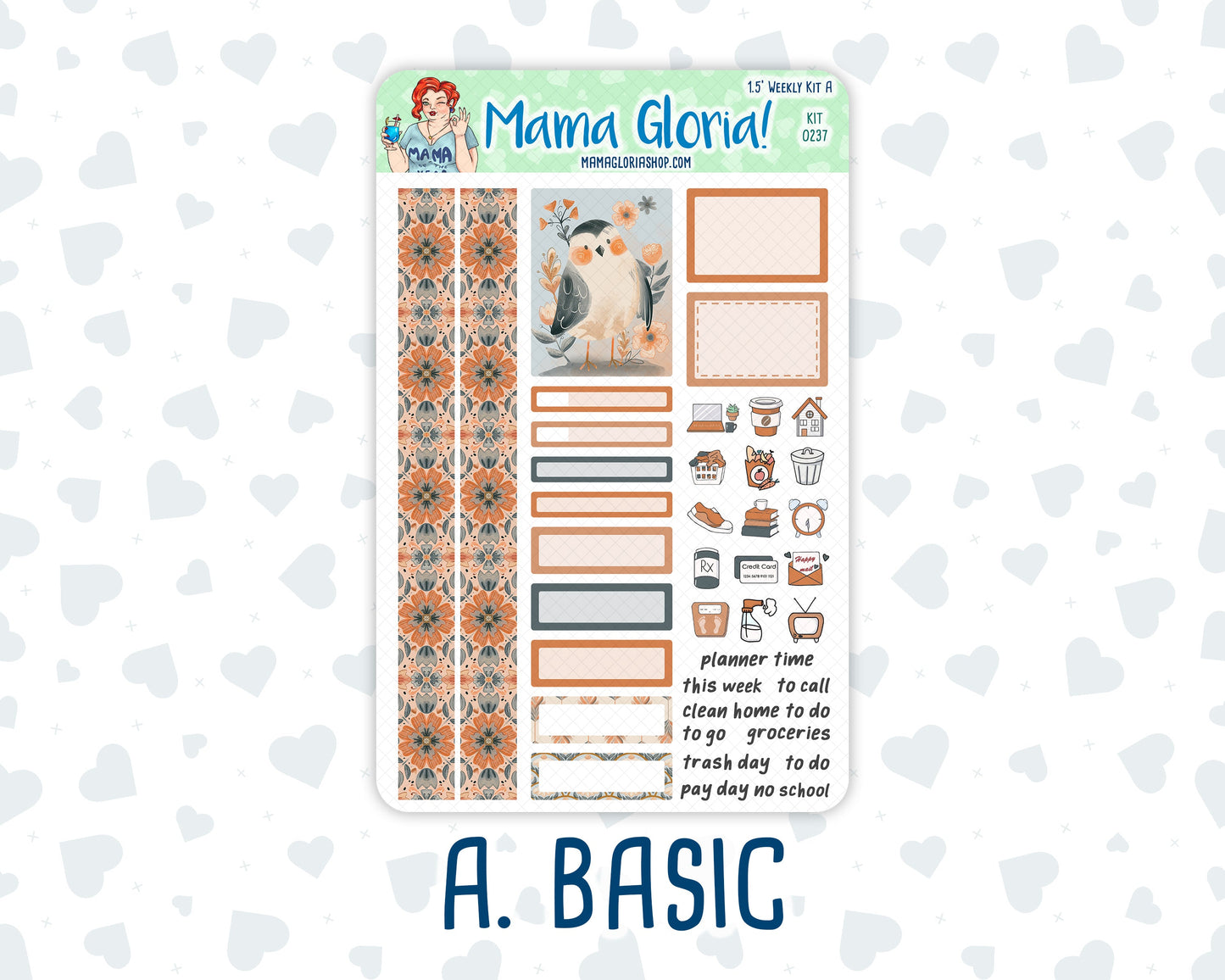 Kit 0237 - 1.5" Wide Column - Weekly Kit - October - Forest Folk - For Vertical & Hourly Planners