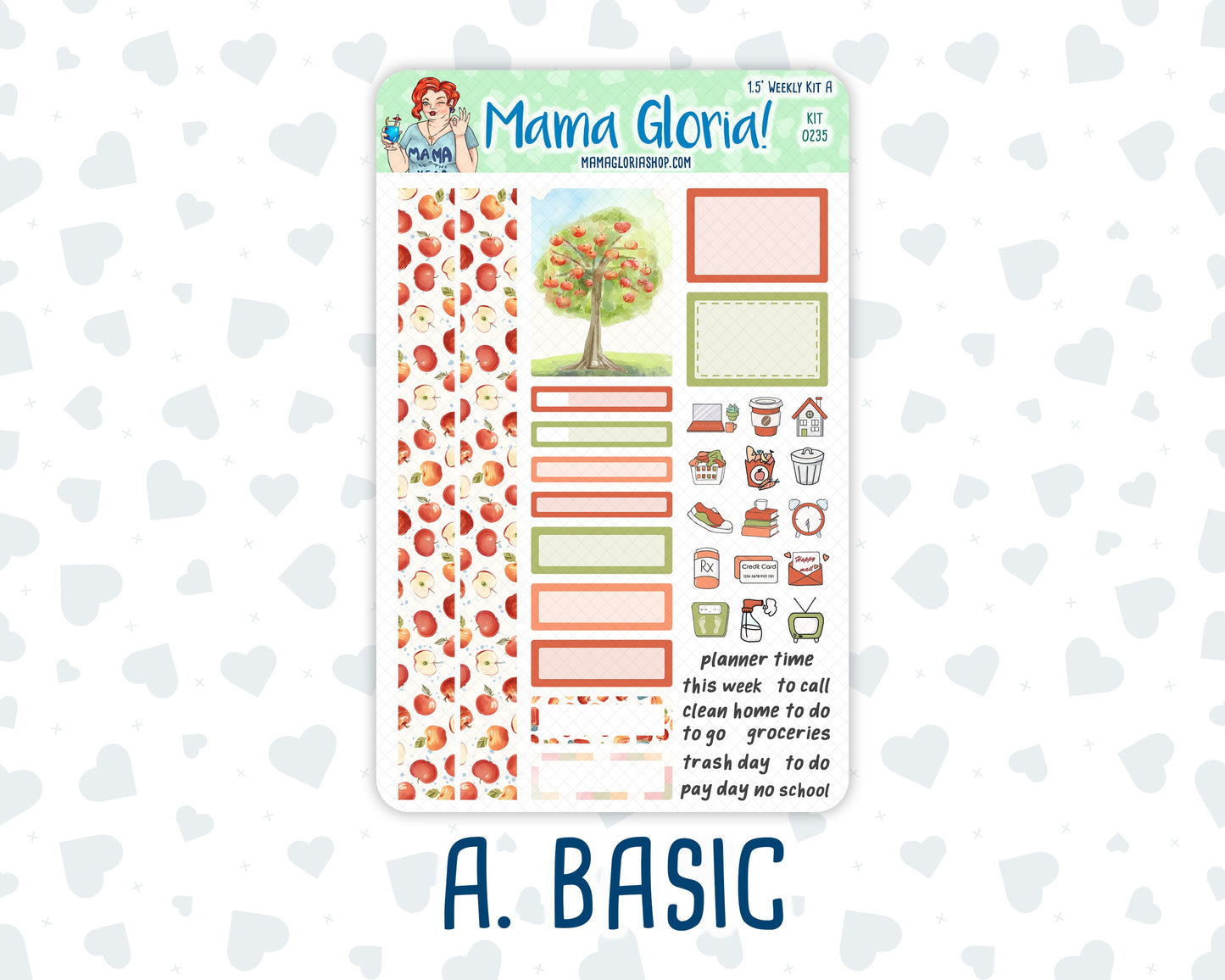 Kit 0235 - 1.5" Wide Column - Weekly Kit - September - Apple Orchard - For Vertical & Hourly Planners