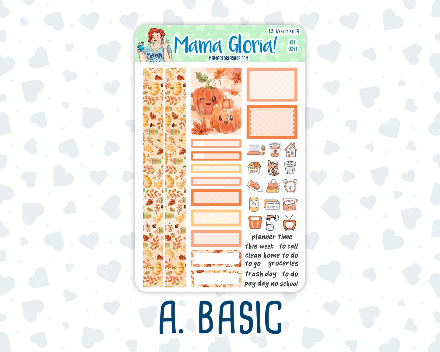 Kit 0241 - 1.5" Wide Column - Weekly Kit - November - Pumpkin Latte - For Vertical & Hourly Planners