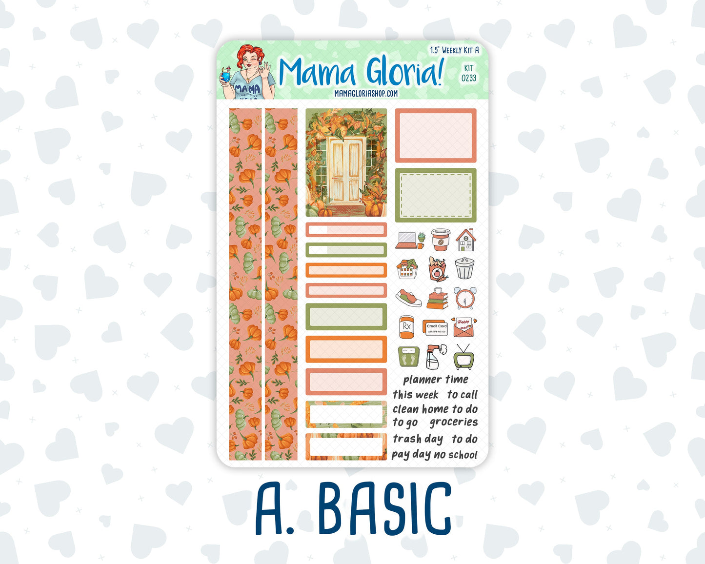 Kit 0233 - 1.5" Wide Column - Weekly Kit - September - Cinnamon Days - For Vertical & Hourly Planners