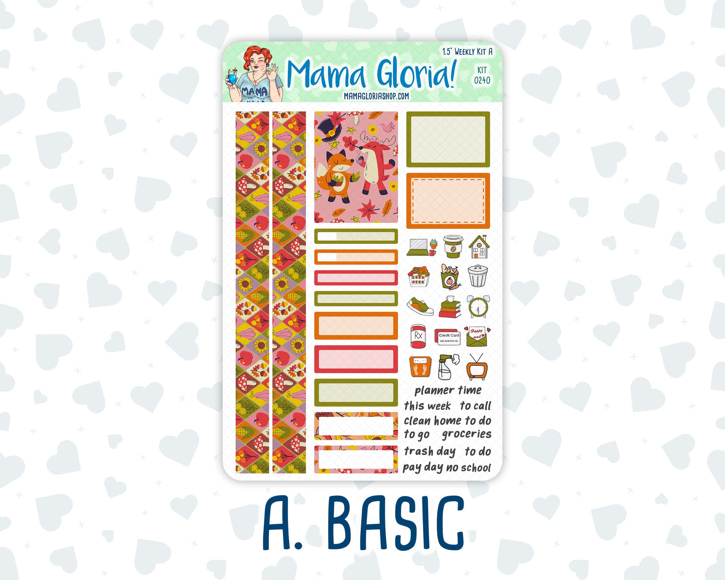 Kit 0240 - 1.5" Wide Column - Weekly Kit - November - Cozy Thanksgiving - For Vertical & Hourly Planners
