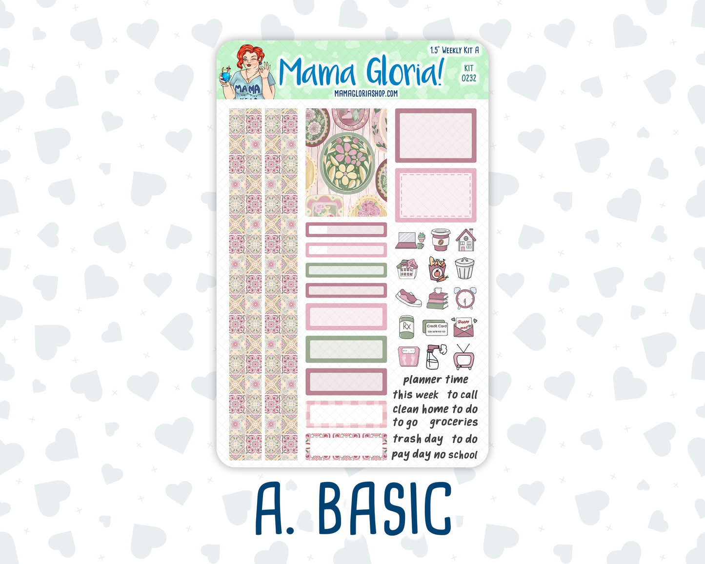 Kit 0232 - 1.5" Wide Column - Weekly Kit - September - Heirloom Garden - For Vertical & Hourly Planners