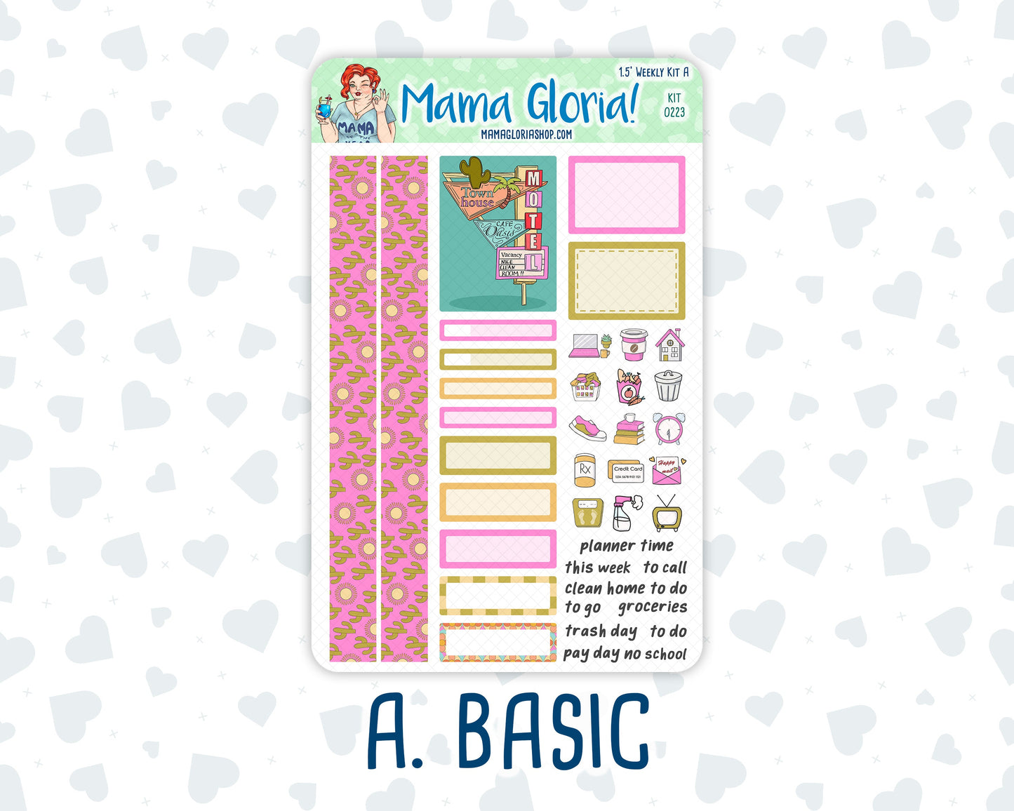 Kit 0223 - 1.5" Wide Column - Weekly Kit - June - Route 66 - For Vertical & Hourly Planners