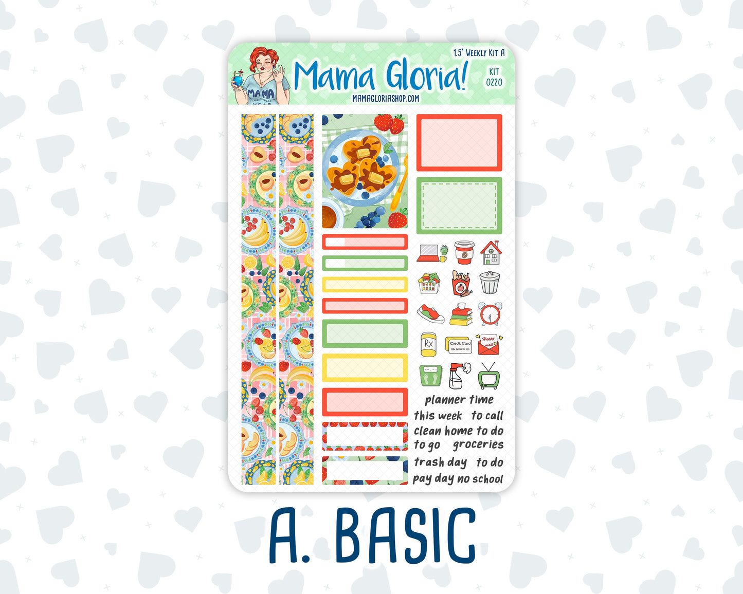 Kit 0220 - 1.5" Wide Column - Weekly Kit - June - June Berries - For Vertical & Hourly Planners