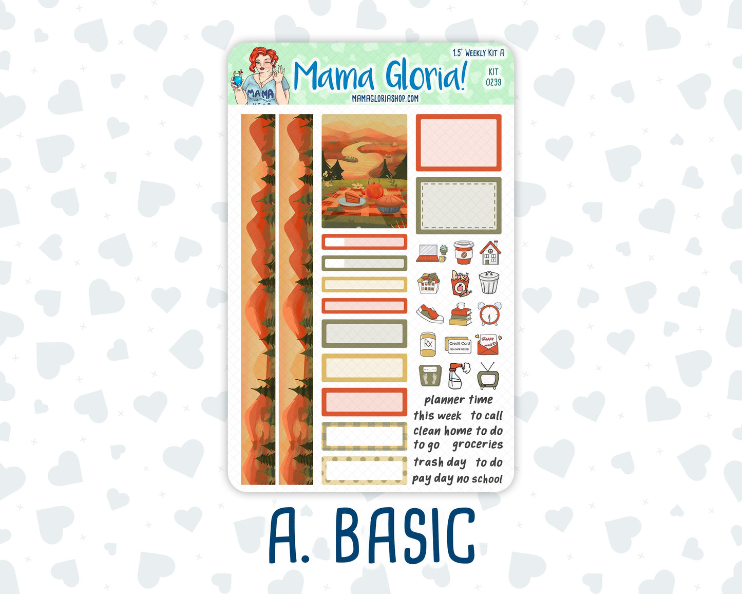 Kit 0239 - 1.5" Wide Column - Weekly Kit - October - October Stroll - For Vertical & Hourly Planners
