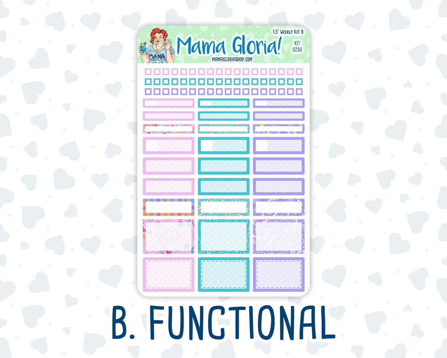Kit 0230 - 1.5" Wide Column - Weekly Kit - August - School Daze - For Vertical & Hourly Planners