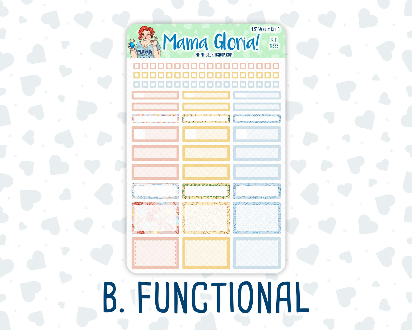 Kit 0222 - 1.5" Wide Column - Weekly Kit - June - Beach Day - For Vertical & Hourly Planners