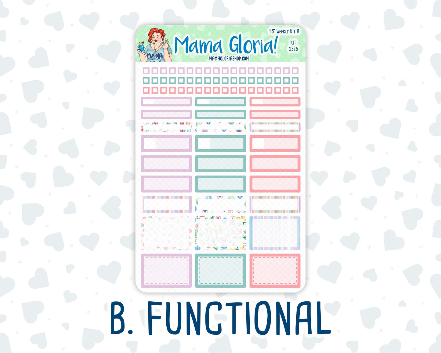 Kit 0225 - 1.5" Wide Column - Weekly Kit - July - Carnival Joy - For Vertical & Hourly Planners