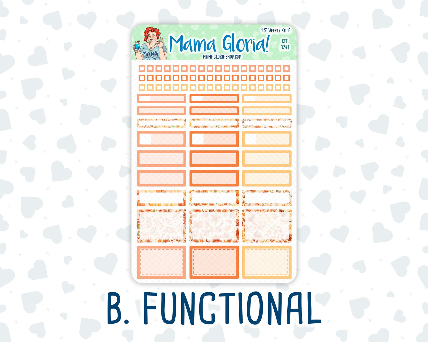 Kit 0241 - 1.5" Wide Column - Weekly Kit - November - Pumpkin Latte - For Vertical & Hourly Planners