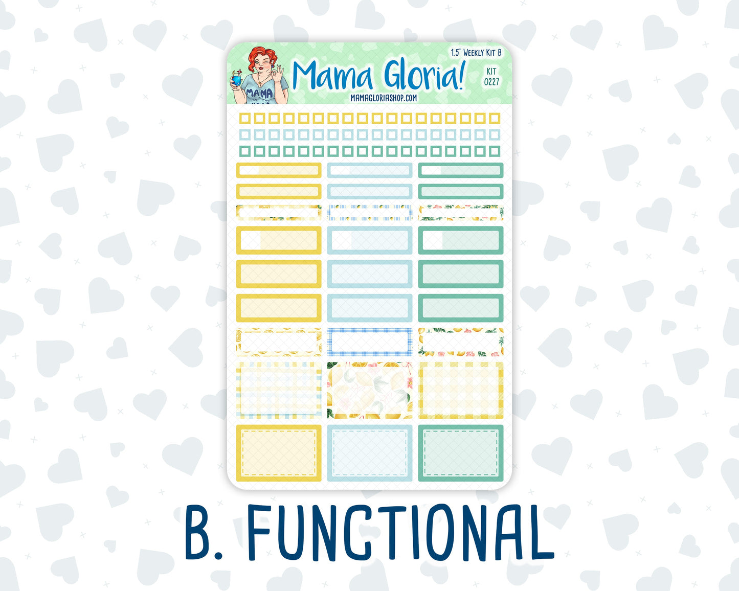 Kit 0227 - 1.5" Wide Column - Weekly Kit - July - Lemon Grove - For Vertical & Hourly Planners