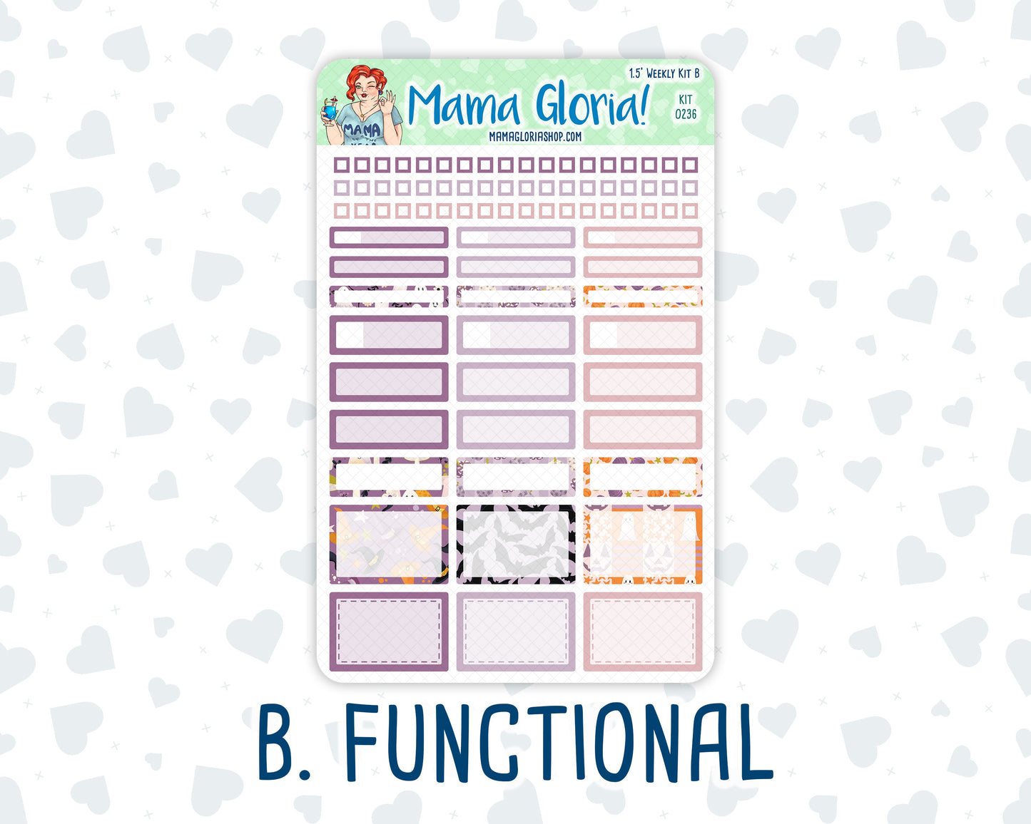 Kit 0236 - 1.5" Wide Column - Weekly Kit - October - Sweet & Spooky - For Vertical & Hourly Planners