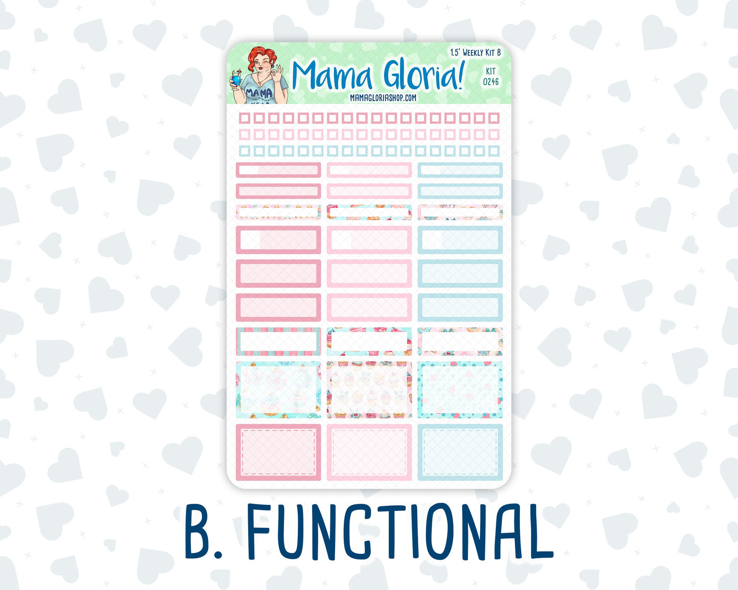 Kit 0246 - 1.5" Wide Column - Weekly Kit - December - Gingerbread Sweets - For Vertical & Hourly Planners