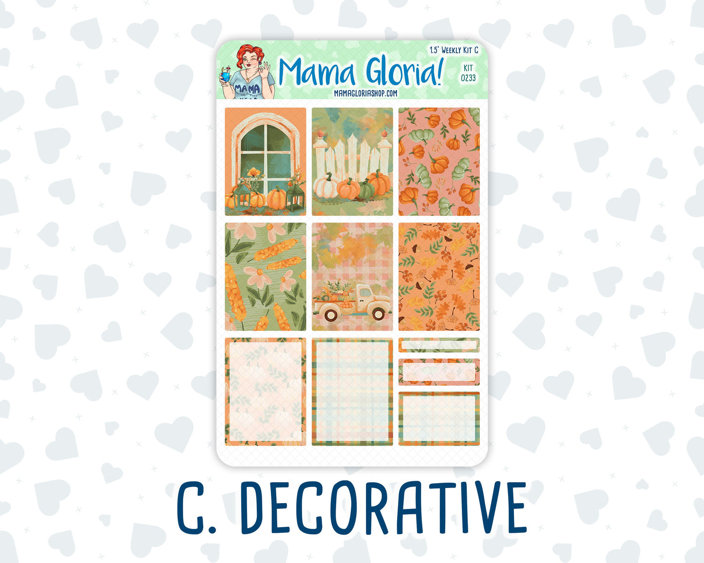 Kit 0233 - 1.5" Wide Column - Weekly Kit - September - Cinnamon Days - For Vertical & Hourly Planners