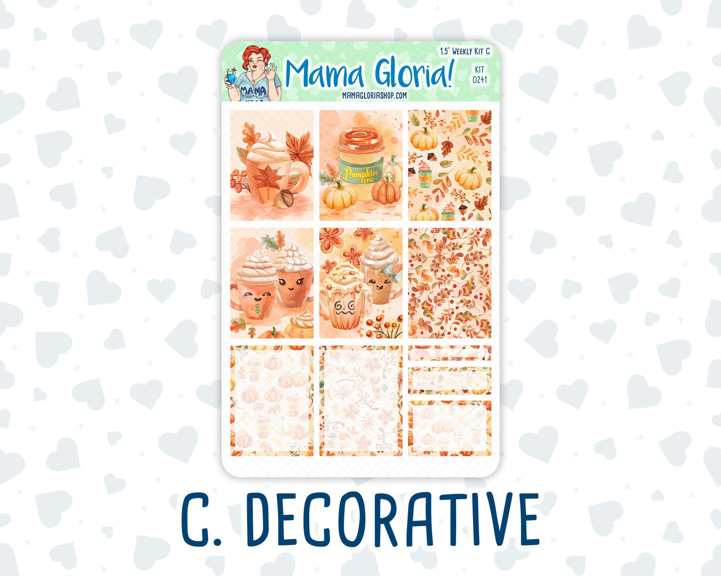 Kit 0241 - 1.5" Wide Column - Weekly Kit - November - Pumpkin Latte - For Vertical & Hourly Planners