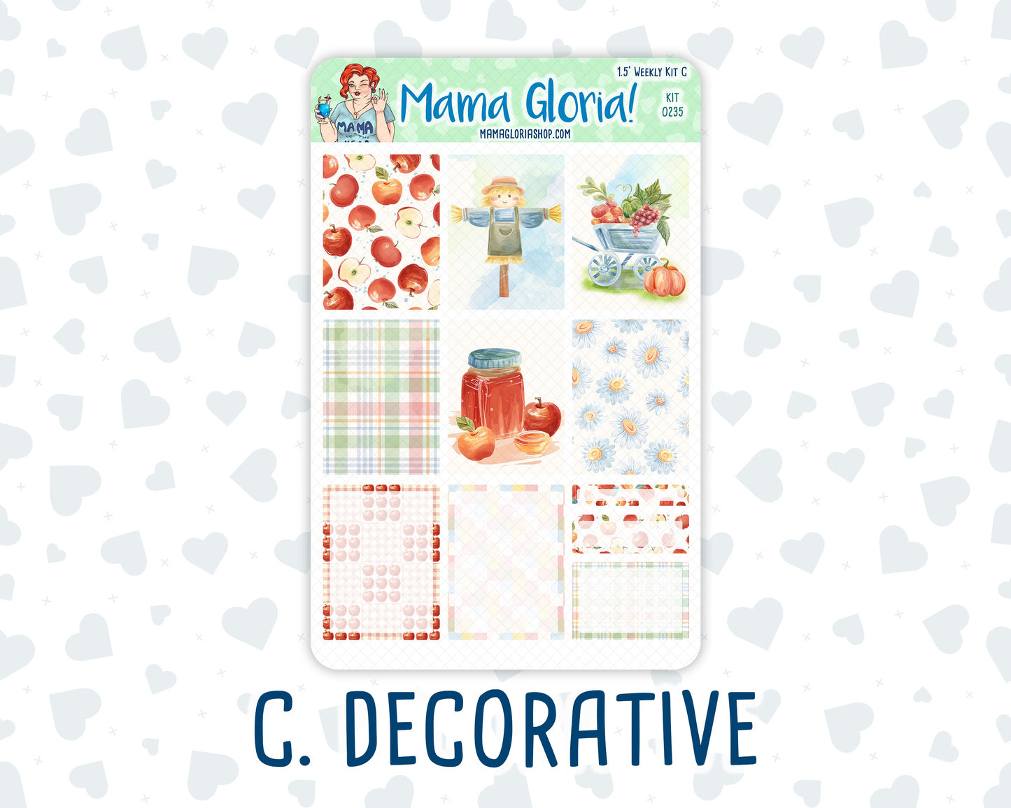 Kit 0235 - 1.5" Wide Column - Weekly Kit - September - Apple Orchard - For Vertical & Hourly Planners