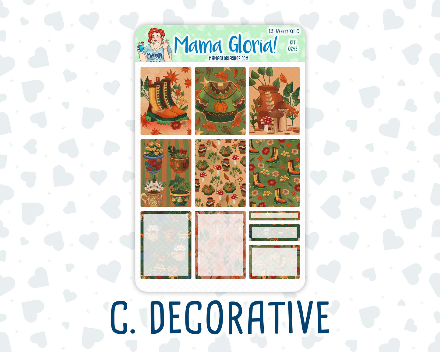 Kit 0242 - 1.5" Wide Column - Weekly Kit - November - Cottage Autumn - For Vertical & Hourly Planners
