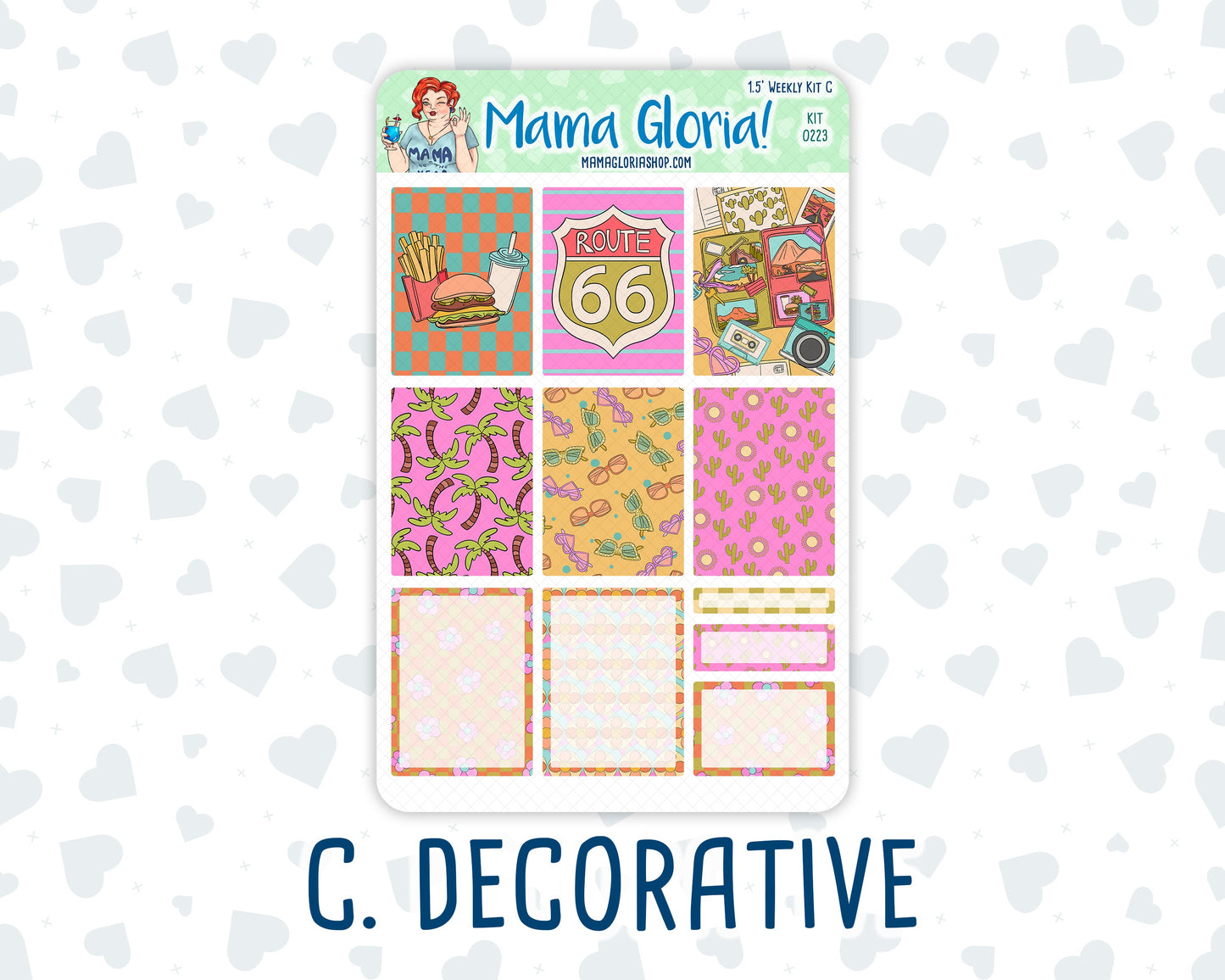 Kit 0223 - 1.5" Wide Column - Weekly Kit - June - Route 66 - For Vertical & Hourly Planners