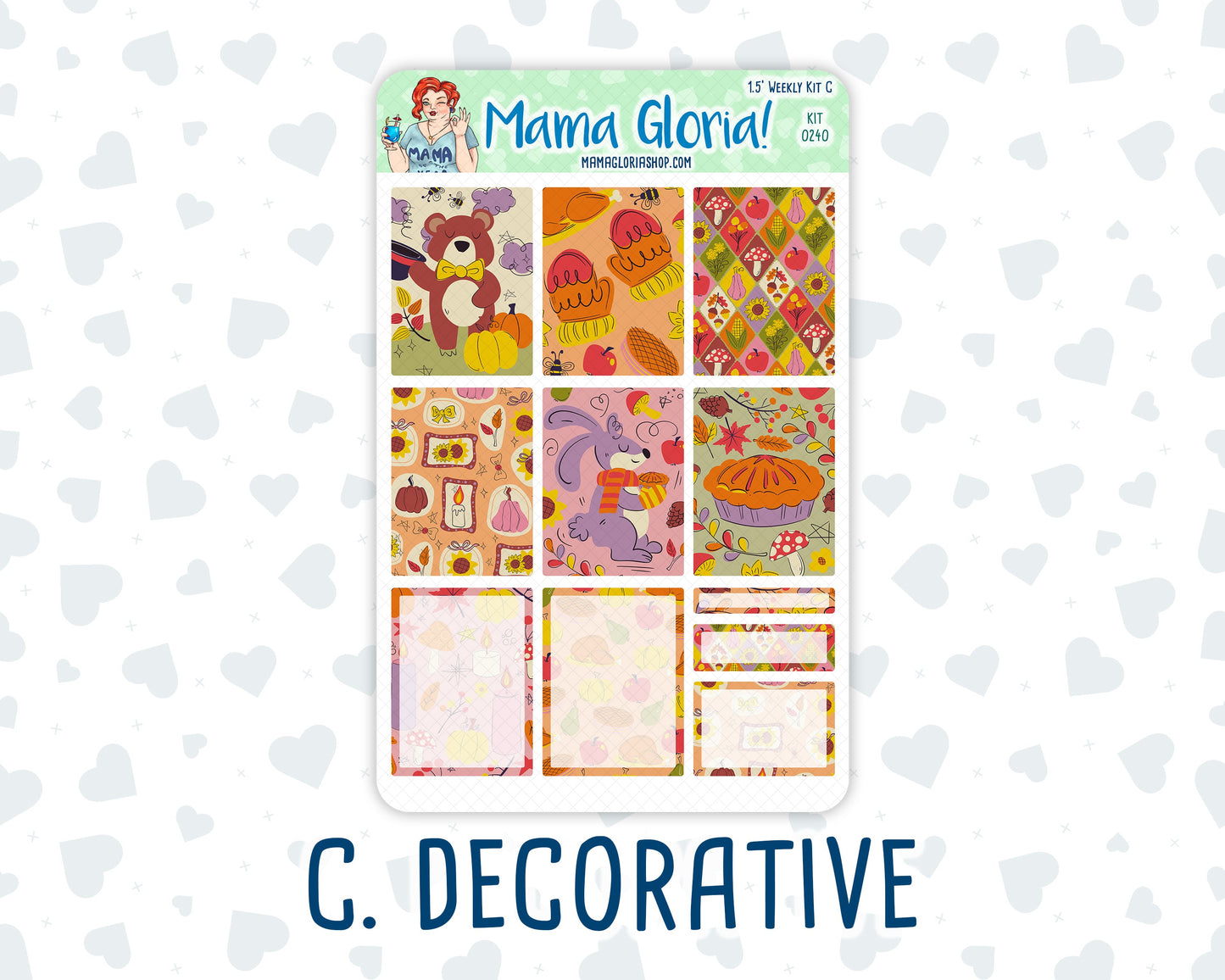 Kit 0240 - 1.5" Wide Column - Weekly Kit - November - Cozy Thanksgiving - For Vertical & Hourly Planners
