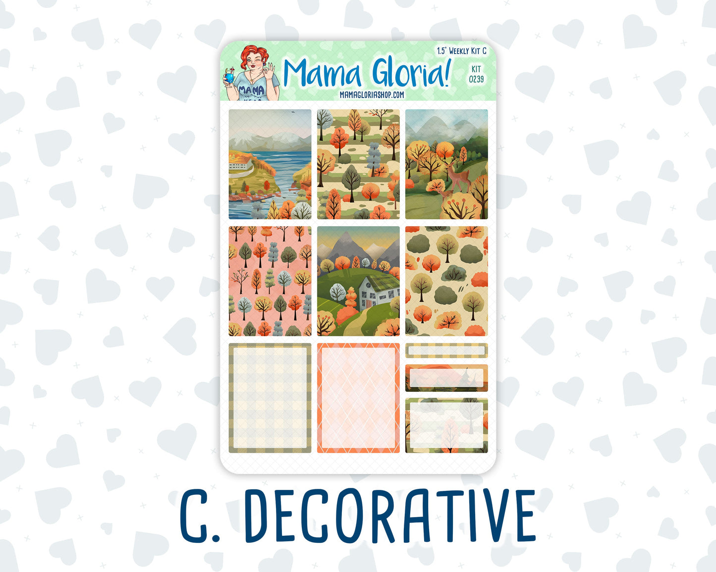 Kit 0239 - 1.5" Wide Column - Weekly Kit - October - October Stroll - For Vertical & Hourly Planners