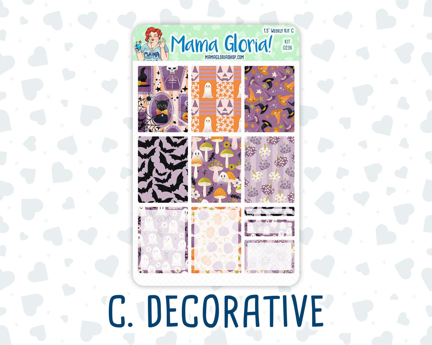 Kit 0236 - 1.5" Wide Column - Weekly Kit - October - Sweet & Spooky - For Vertical & Hourly Planners
