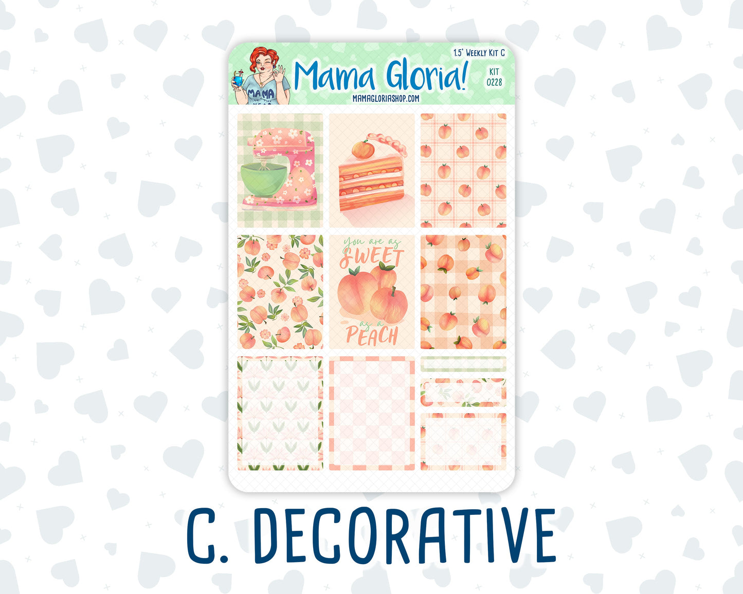 Kit 0228 - 1.5" Wide Column - Weekly Kit - August - Just Peachy - For Vertical & Hourly Planners