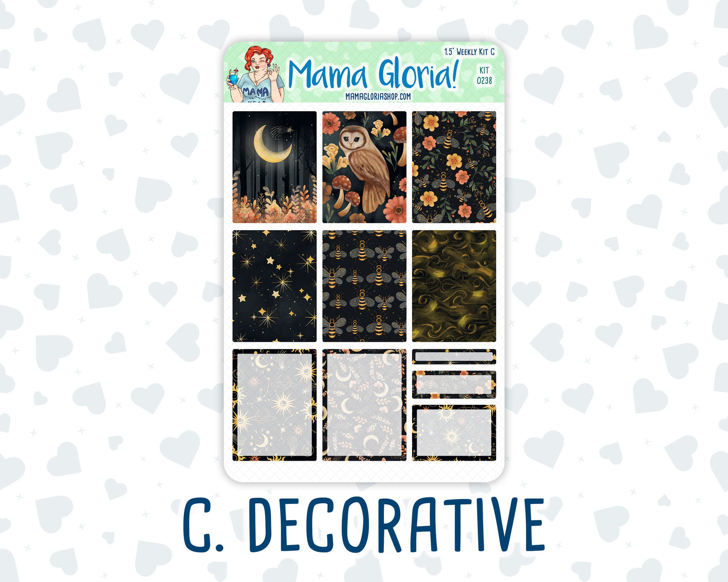 Kit 0238 - 1.5" Wide Column - Weekly Kit - October - Starry Autumn Nights - For Vertical & Hourly Planners