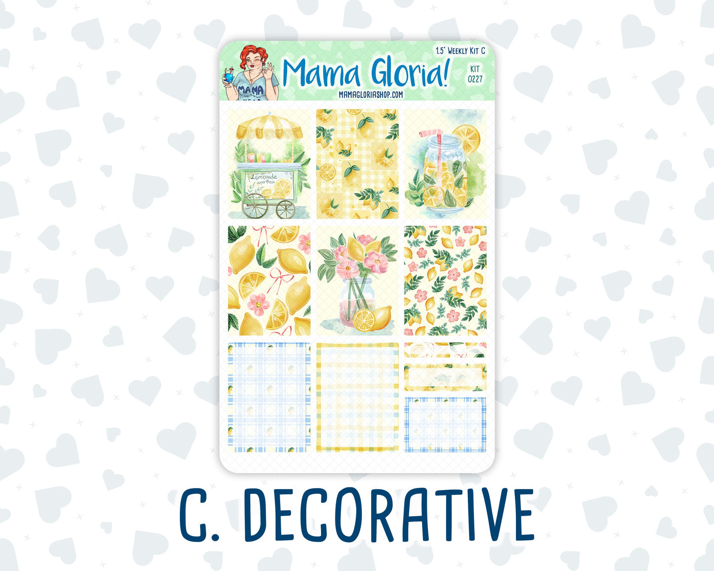 Kit 0227 - 1.5" Wide Column - Weekly Kit - July - Lemon Grove - For Vertical & Hourly Planners