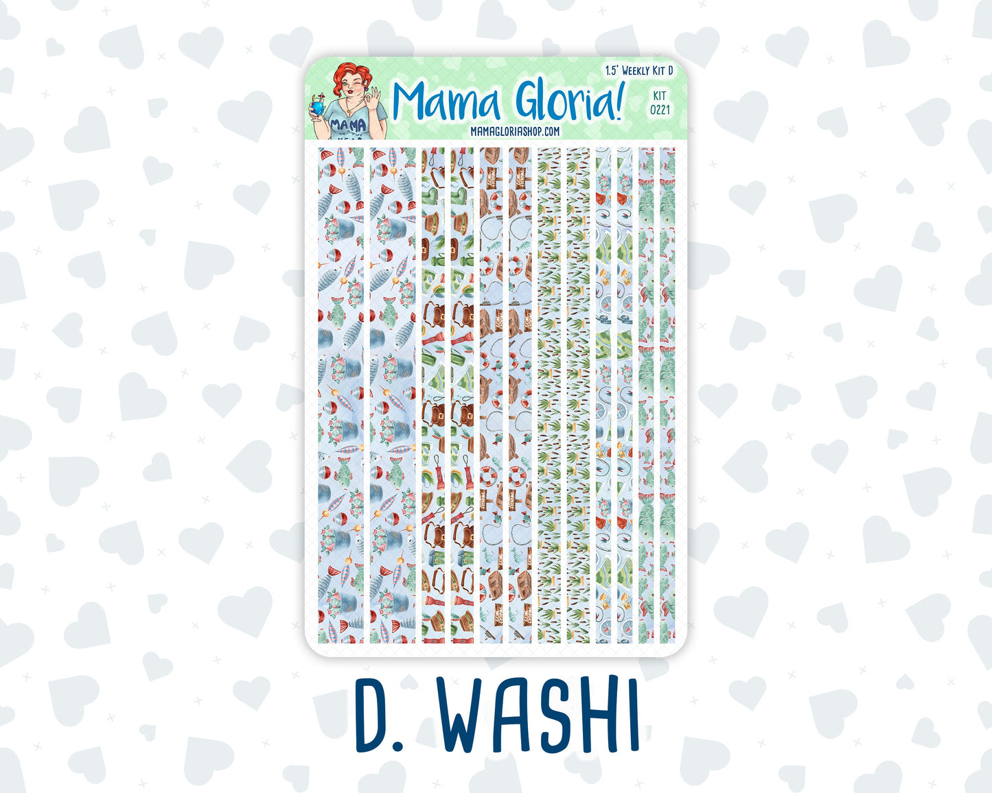 Kit 0221 - 1.5" Wide Column - Weekly Kit - June - Gone Fishing - For Vertical & Hourly Planners
