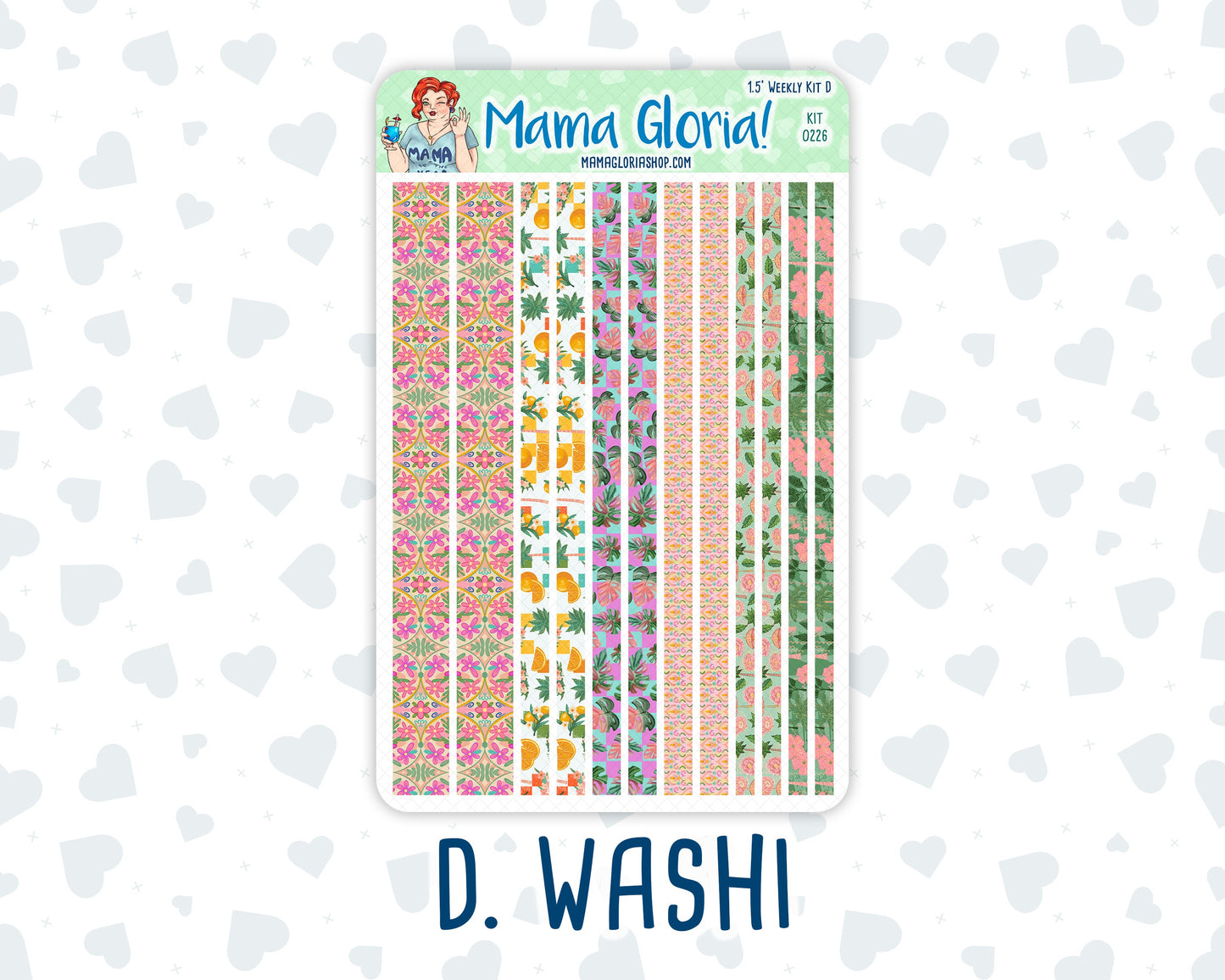 Kit 0226 - 1.5" Wide Column - Weekly Kit - July - Tropical Whimsy - For Vertical & Hourly Planners
