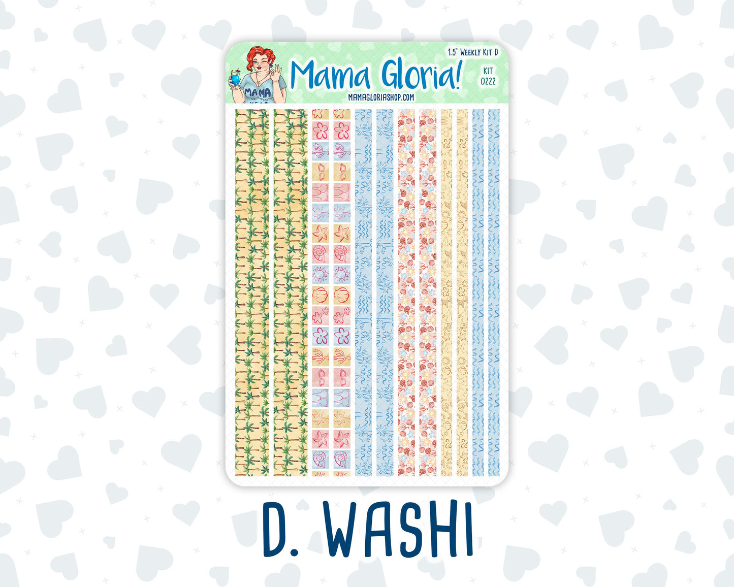 Kit 0222 - 1.5" Wide Column - Weekly Kit - June - Beach Day - For Vertical & Hourly Planners