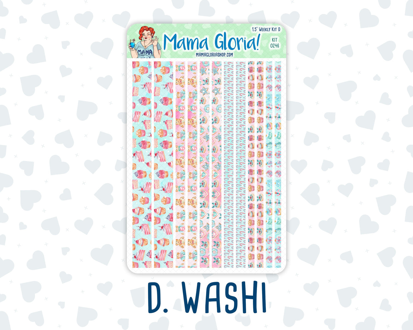 Kit 0246 - 1.5" Wide Column - Weekly Kit - December - Gingerbread Sweets - For Vertical & Hourly Planners