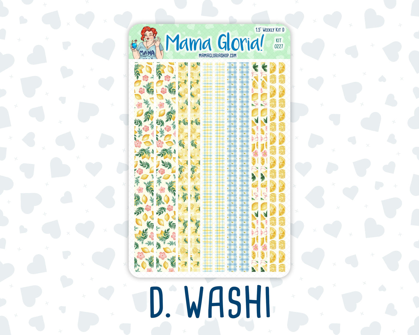 Kit 0227 - 1.5" Wide Column - Weekly Kit - July - Lemon Grove - For Vertical & Hourly Planners