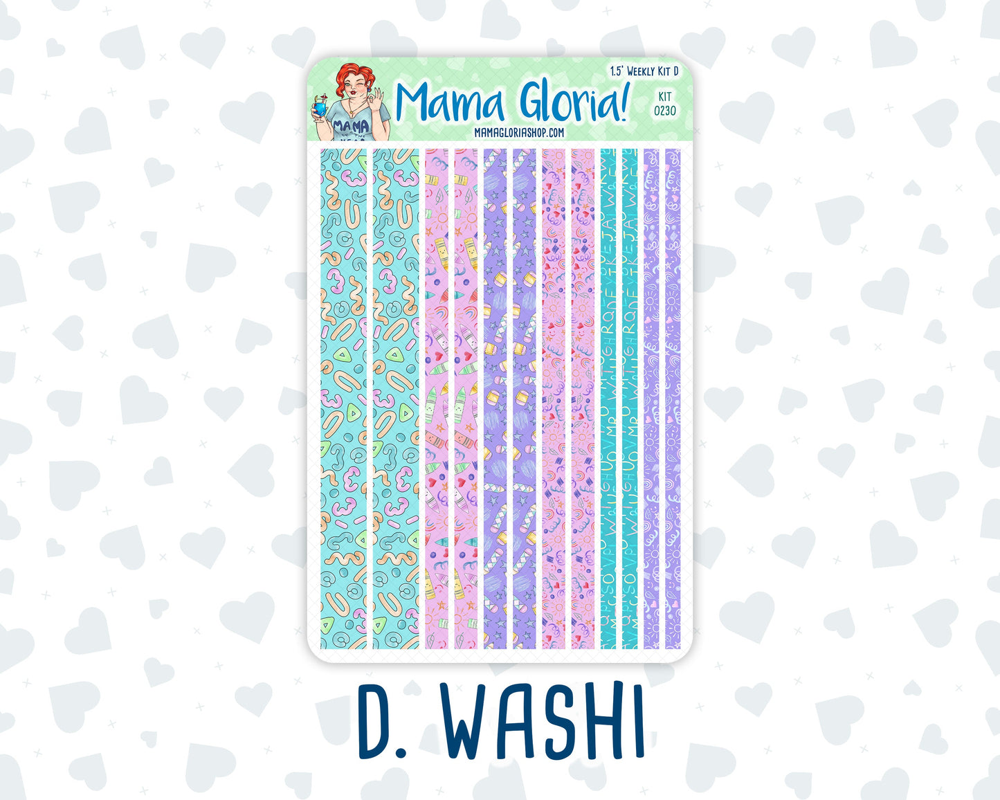 Kit 0230 - 1.5" Wide Column - Weekly Kit - August - School Daze - For Vertical & Hourly Planners