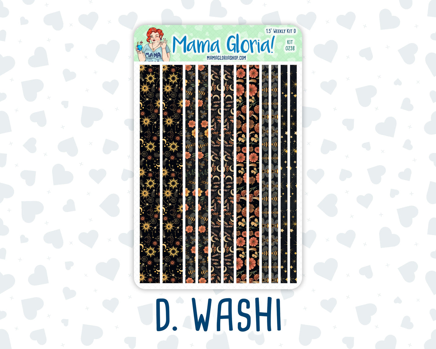 Kit 0238 - 1.5" Wide Column - Weekly Kit - October - Starry Autumn Nights - For Vertical & Hourly Planners