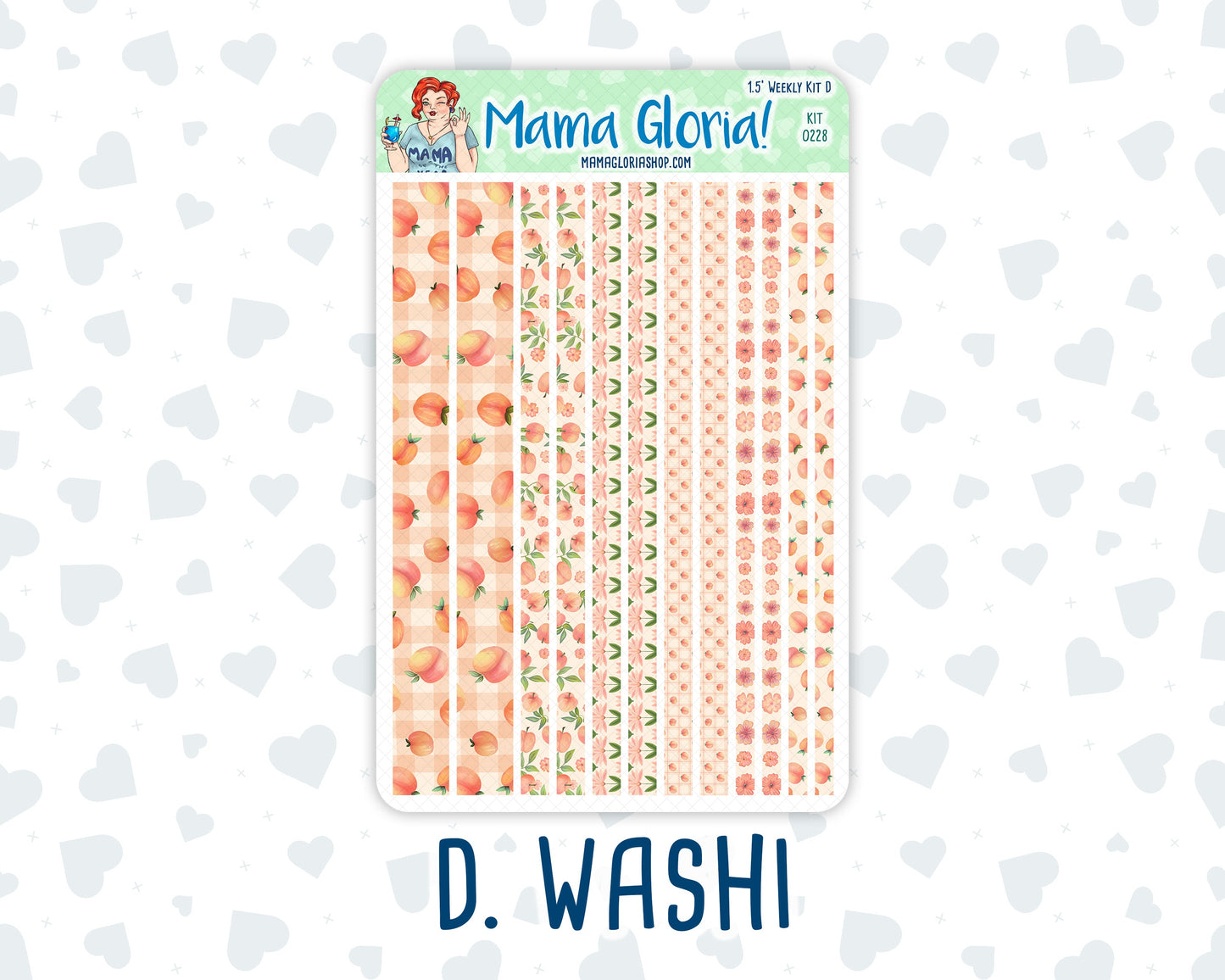 Kit 0228 - 1.5" Wide Column - Weekly Kit - August - Just Peachy - For Vertical & Hourly Planners