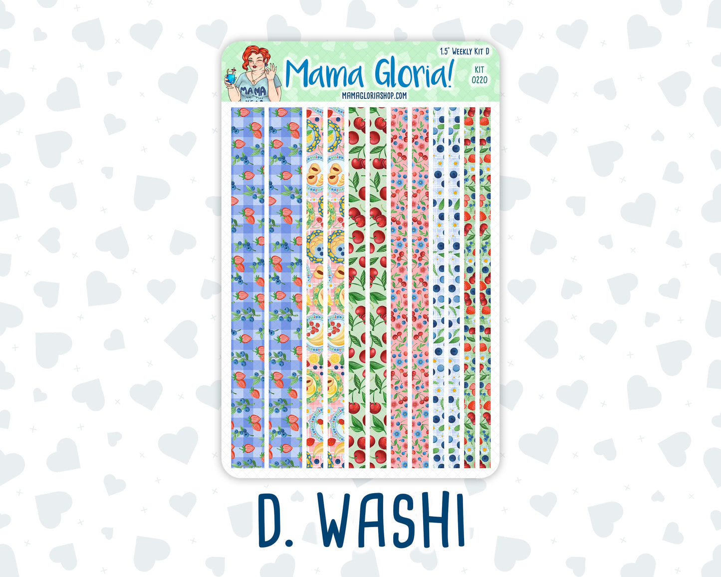 Kit 0220 - 1.5" Wide Column - Weekly Kit - June - June Berries - For Vertical & Hourly Planners