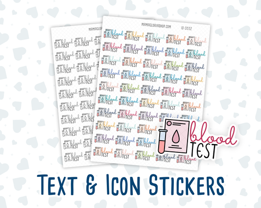 Blood Test - Text Sticker With Icon