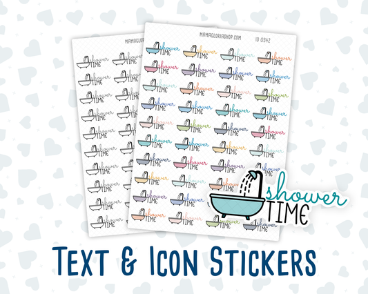 Shower Time - Text Sticker With Icon