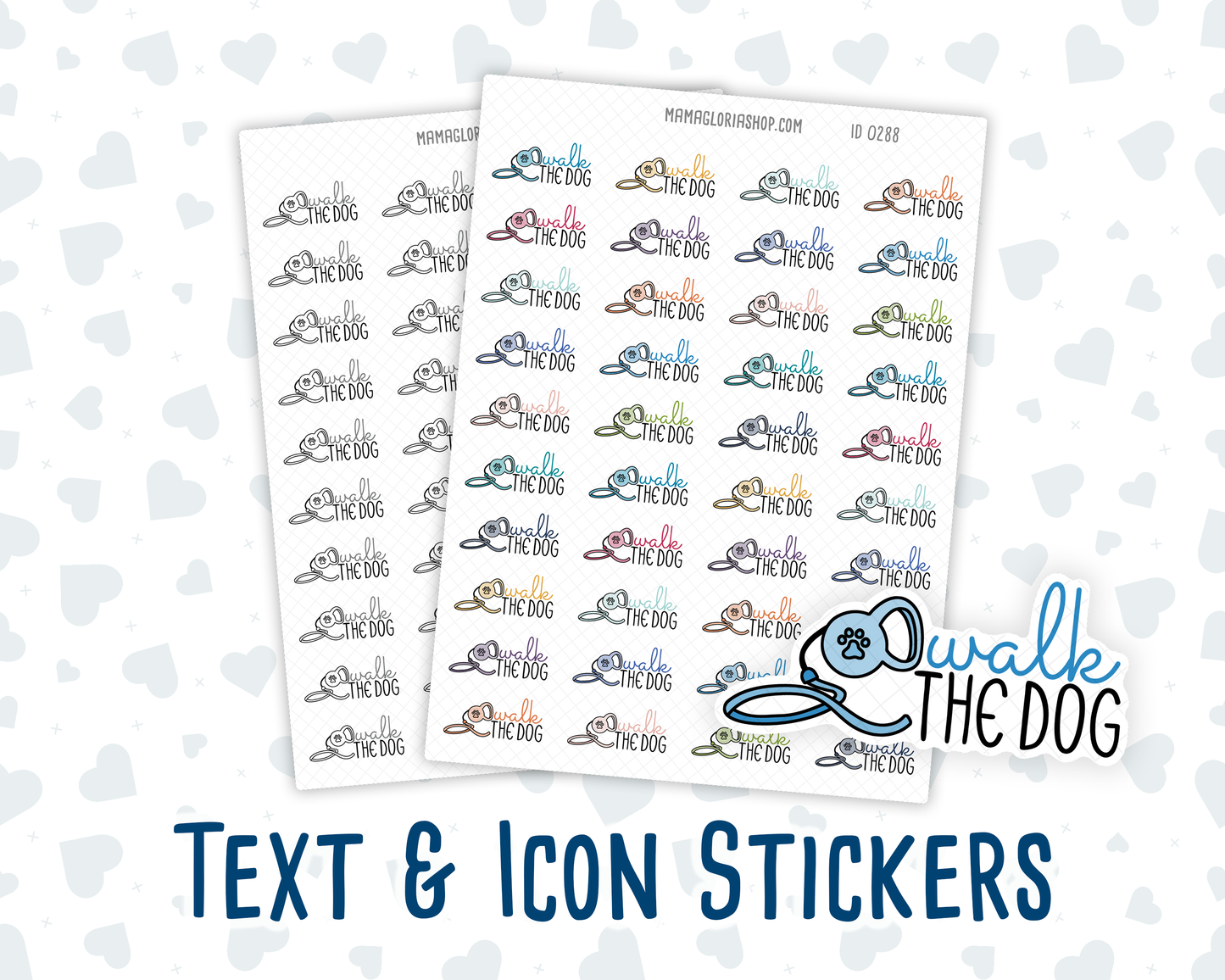 Walk The Dog - Text Sticker With Icon