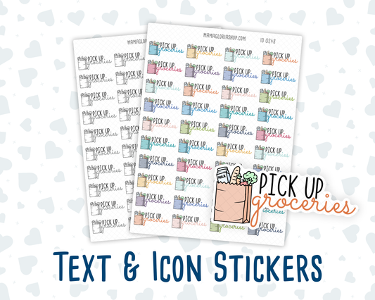 Pick Up Groceries - Text Sticker With Icon