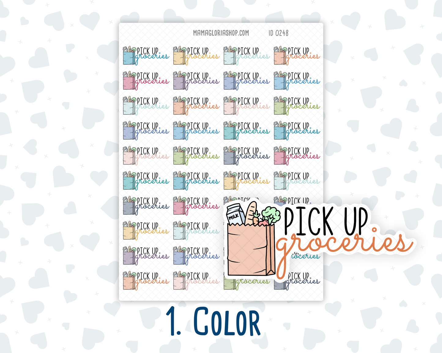 Pick Up Groceries - Text Sticker With Icon
