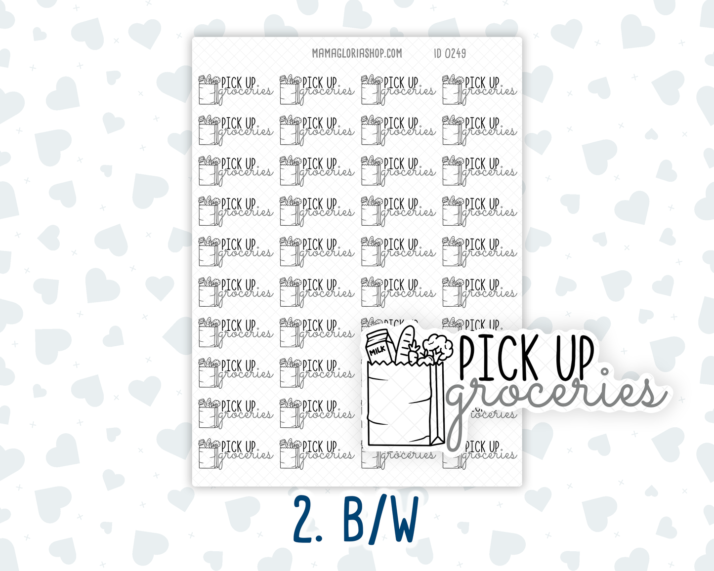 Pick Up Groceries - Text Sticker With Icon