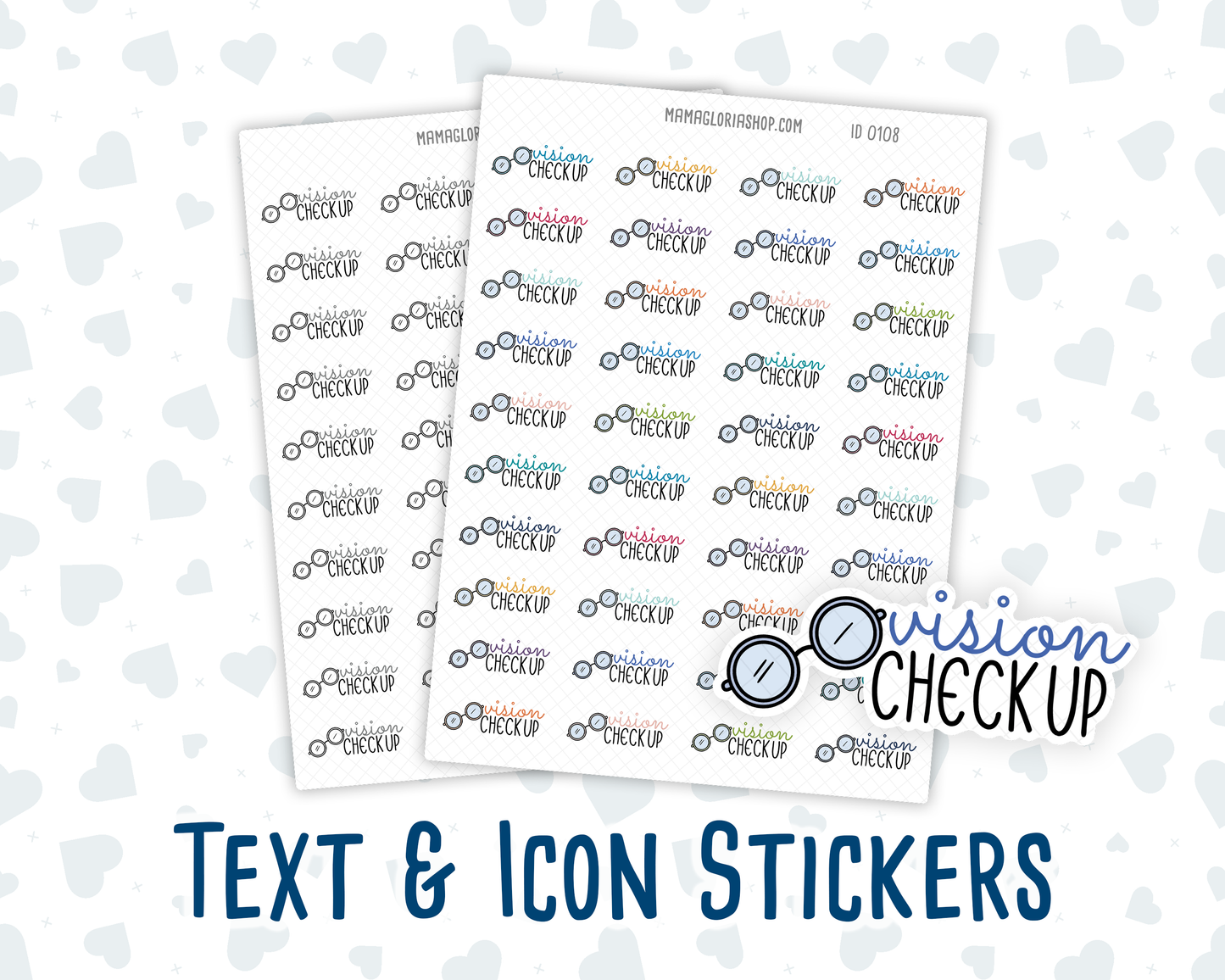 Vision Check Up - Text Sticker With Icon