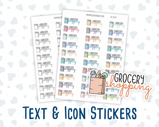 Grocery Shopping - Text Sticker With Icon