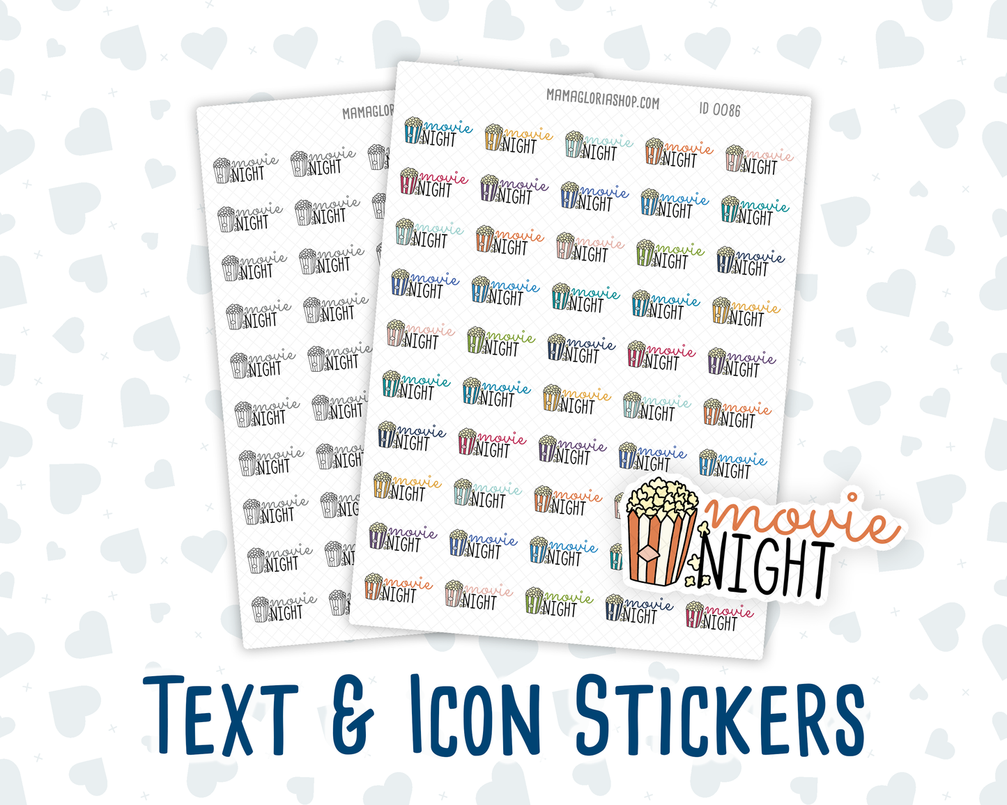 Movie Night - Text Sticker With Icon