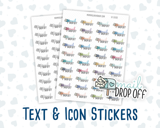 Mail Drop Off - Text Sticker With Icon