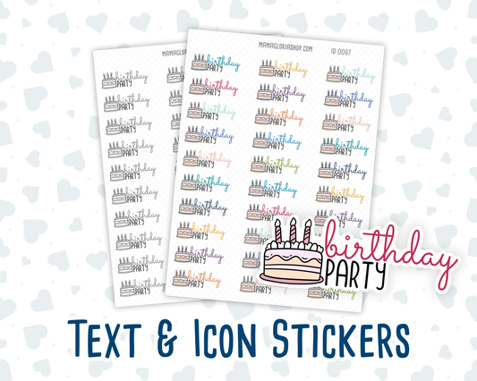 Birthday Party - Text Sticker With Icon