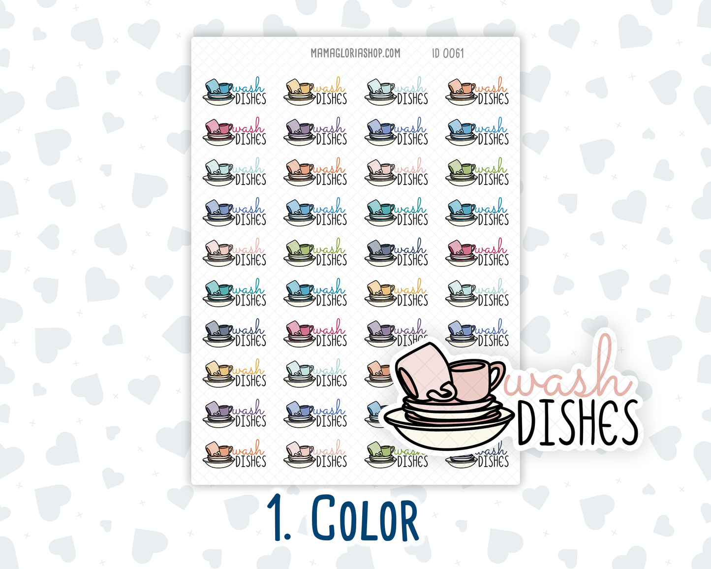 Wash Dishes - Text Sticker With Icon