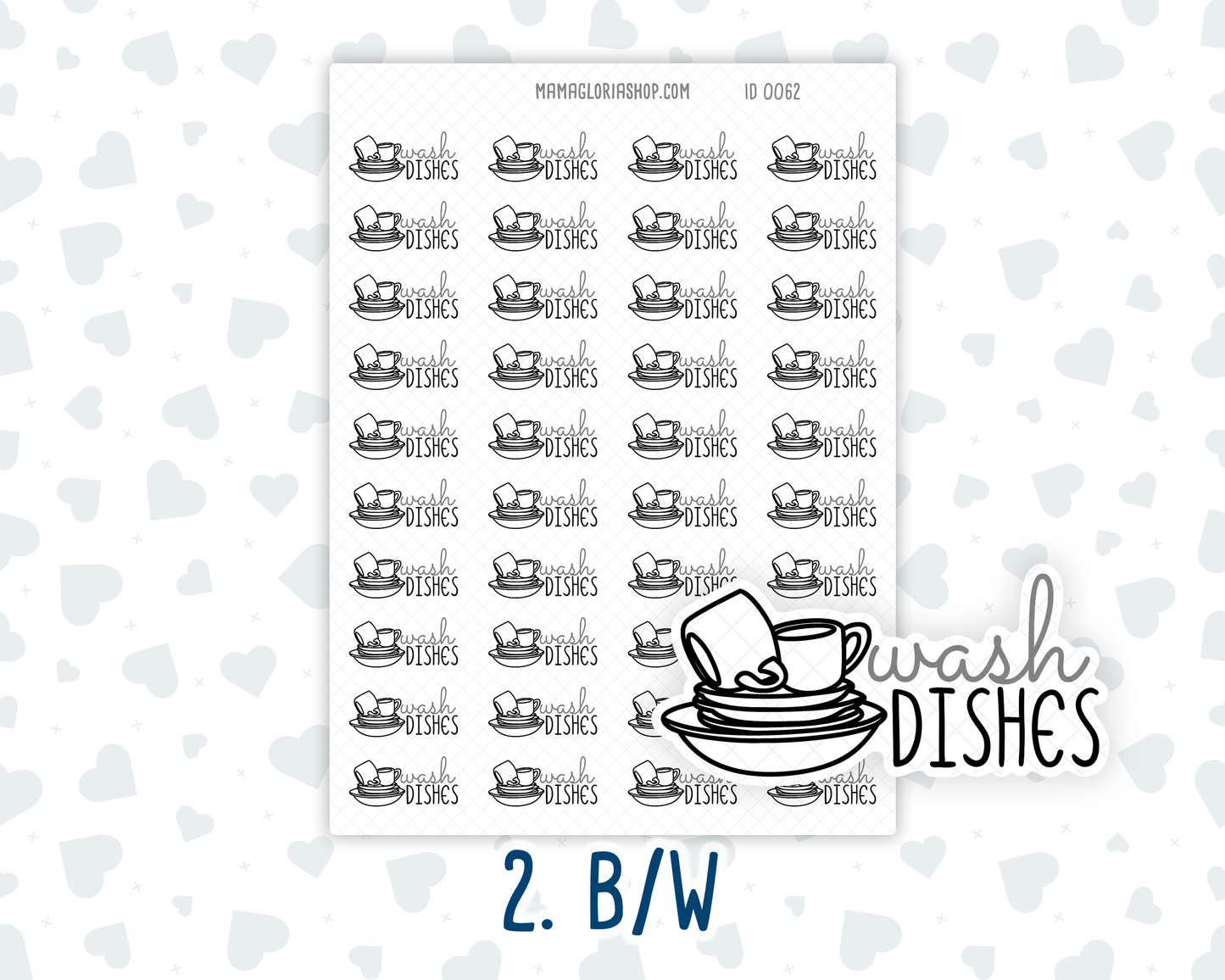 Wash Dishes - Text Sticker With Icon